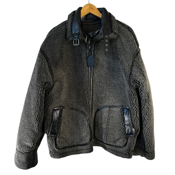 WILSONS B-3 Aviator Reversible Leather Sherpa Flight Bomber Jacket Black Medium - Picture 7 of 16